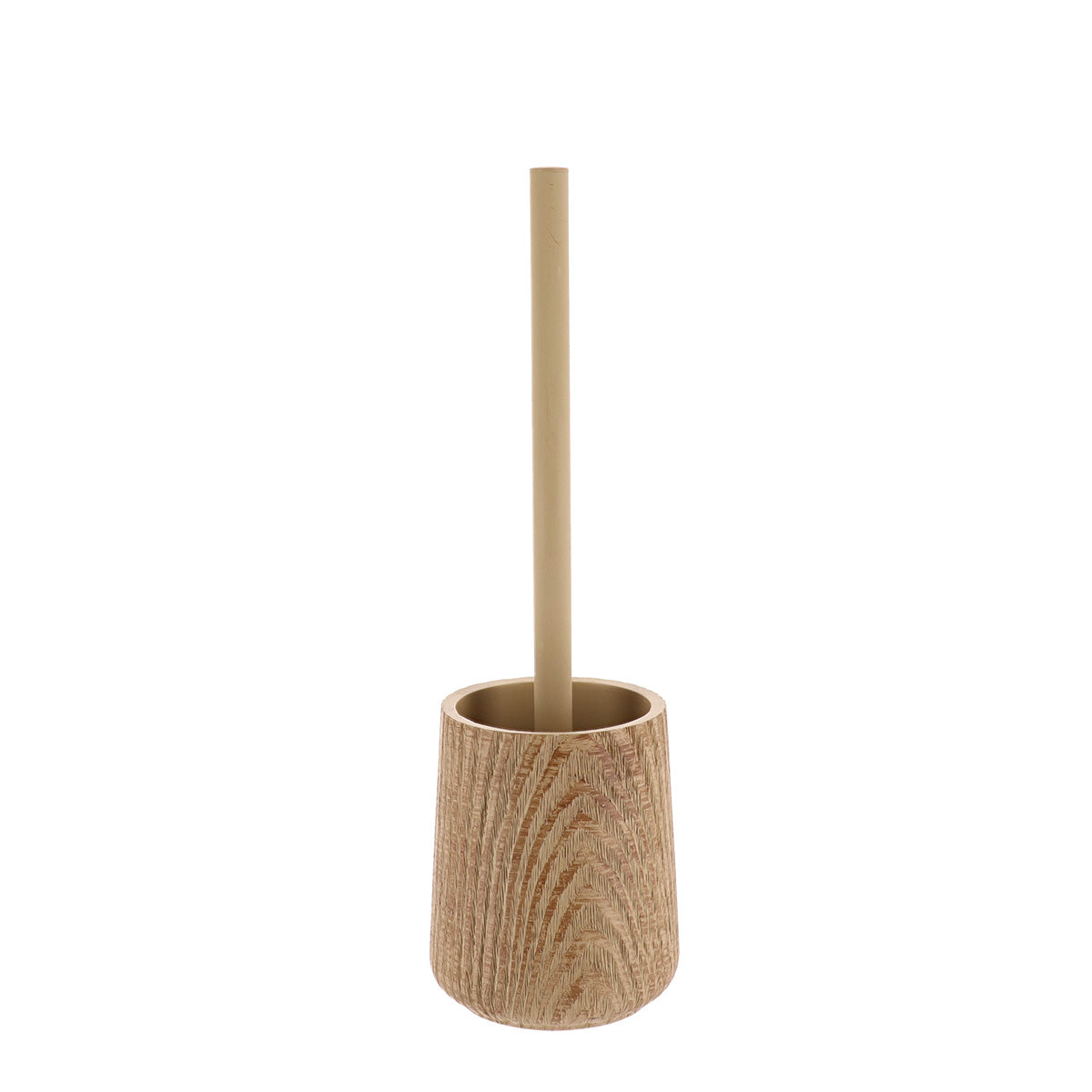 Toilet Brush Wood Effect Polyresin Bathroom Accessory Black or Natural