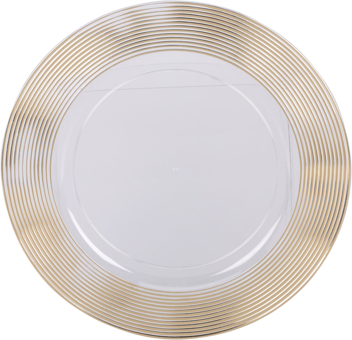 Round Transparent Plate with Gold Rim, 33 cm Plastic Charger Plate