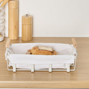 Metal Breadbasket with Removable Fabric Liner & Pine Handles, 27.6×15.9×10.9 cm
