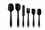 Silicone Spatula and Brush 6-Piece Set Black