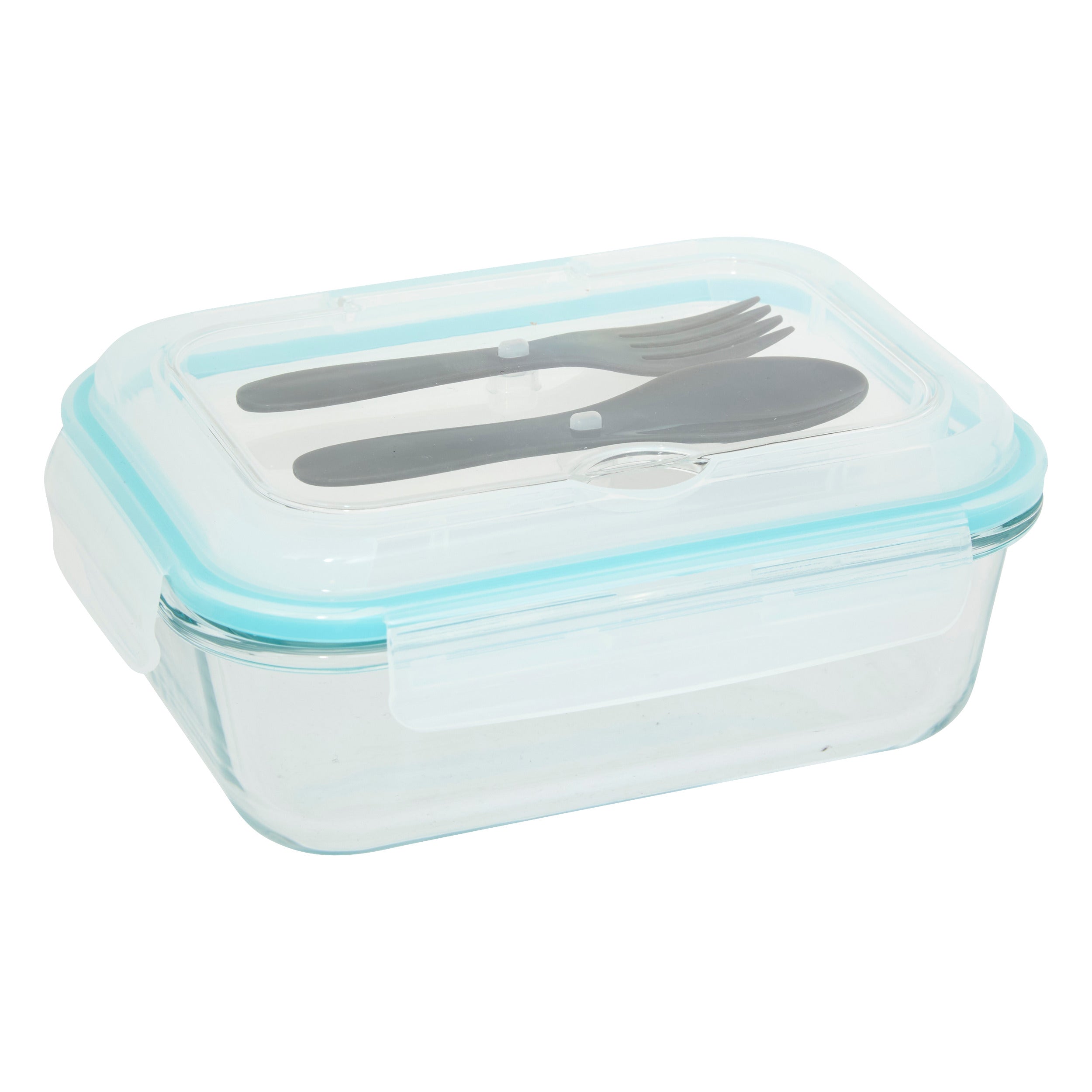 Clipeat 1L Lunch Box with Cutlery - Borosilicate Glass & PP Lid
