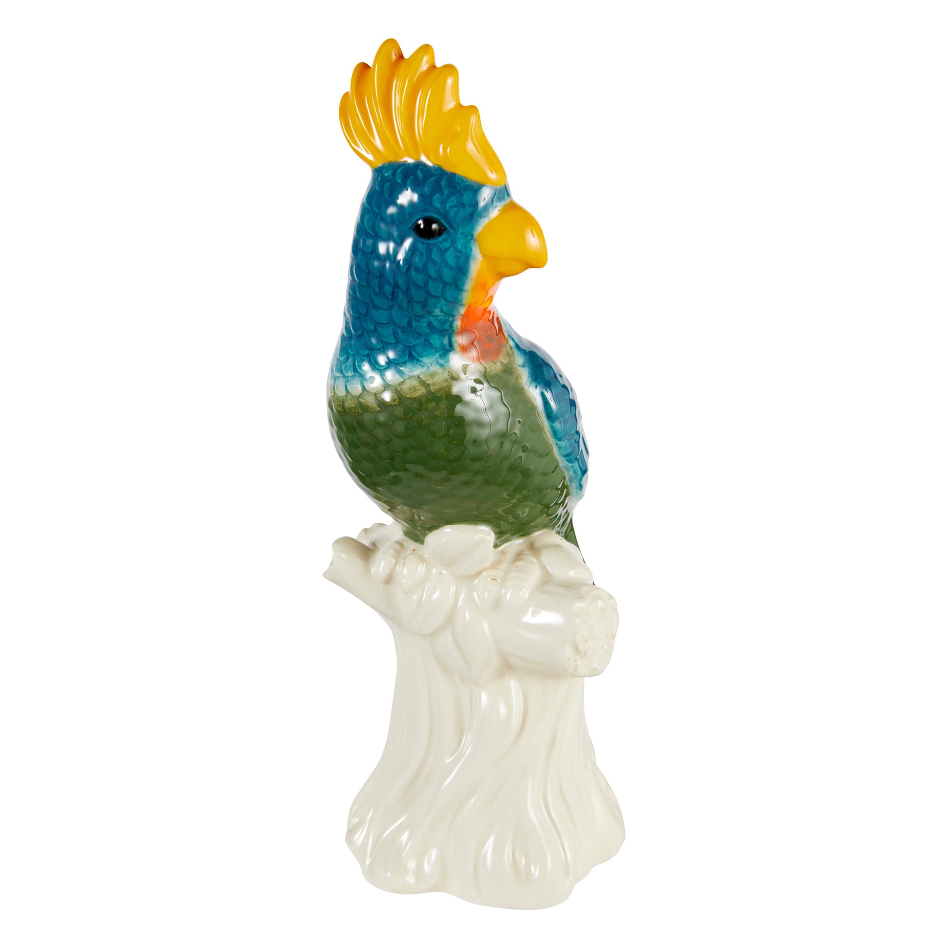 Bird Statuette "Yuca" Multicolored Glazed Stoneware Ornament