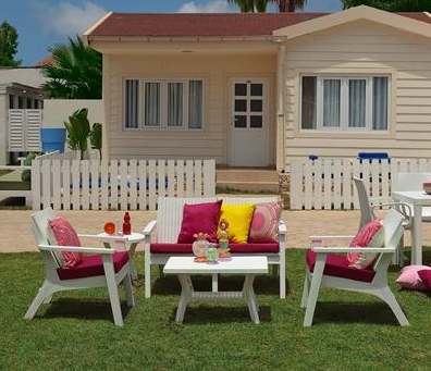 Tropicano Set 2 Resin Fiberglass Garden Lounge Set, 4-Piece Outdoor Furniture