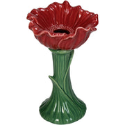 Red Poppy Ceramic Vase - Fine Earthenware for Home Decoration