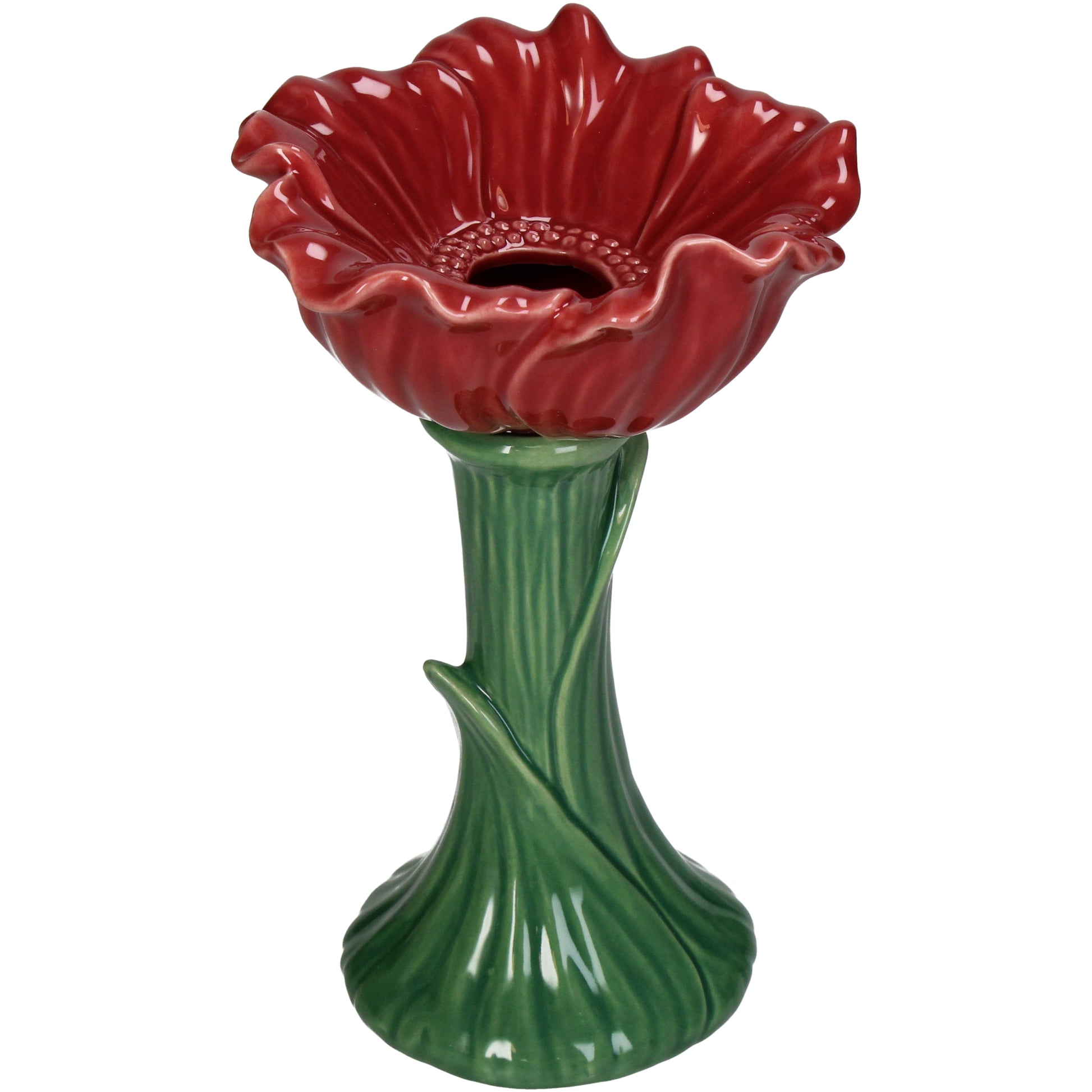 Red Poppy Ceramic Vase - Fine Earthenware for Home Decoration