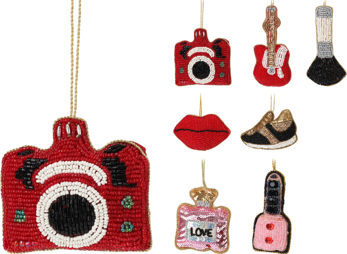 Beaded Embodary Ornaments - 10cm Christmas Tree Decorations, 7 Shapes