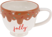 Mug with Christmas Text - Dolomite Holiday Mug, Festive Drip Design