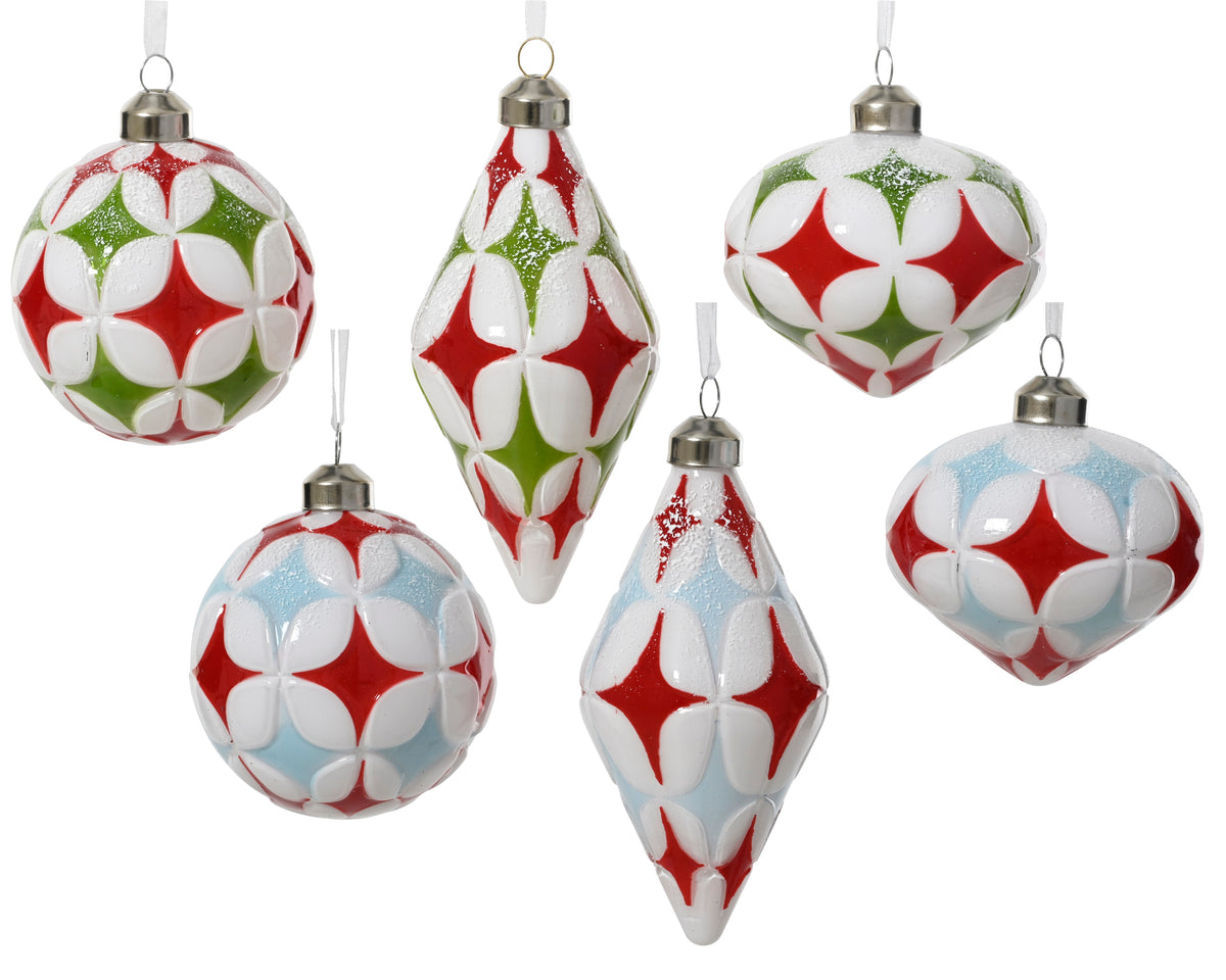 Bauble glass white paint inside paint - 8cm Silver Cap Ornament