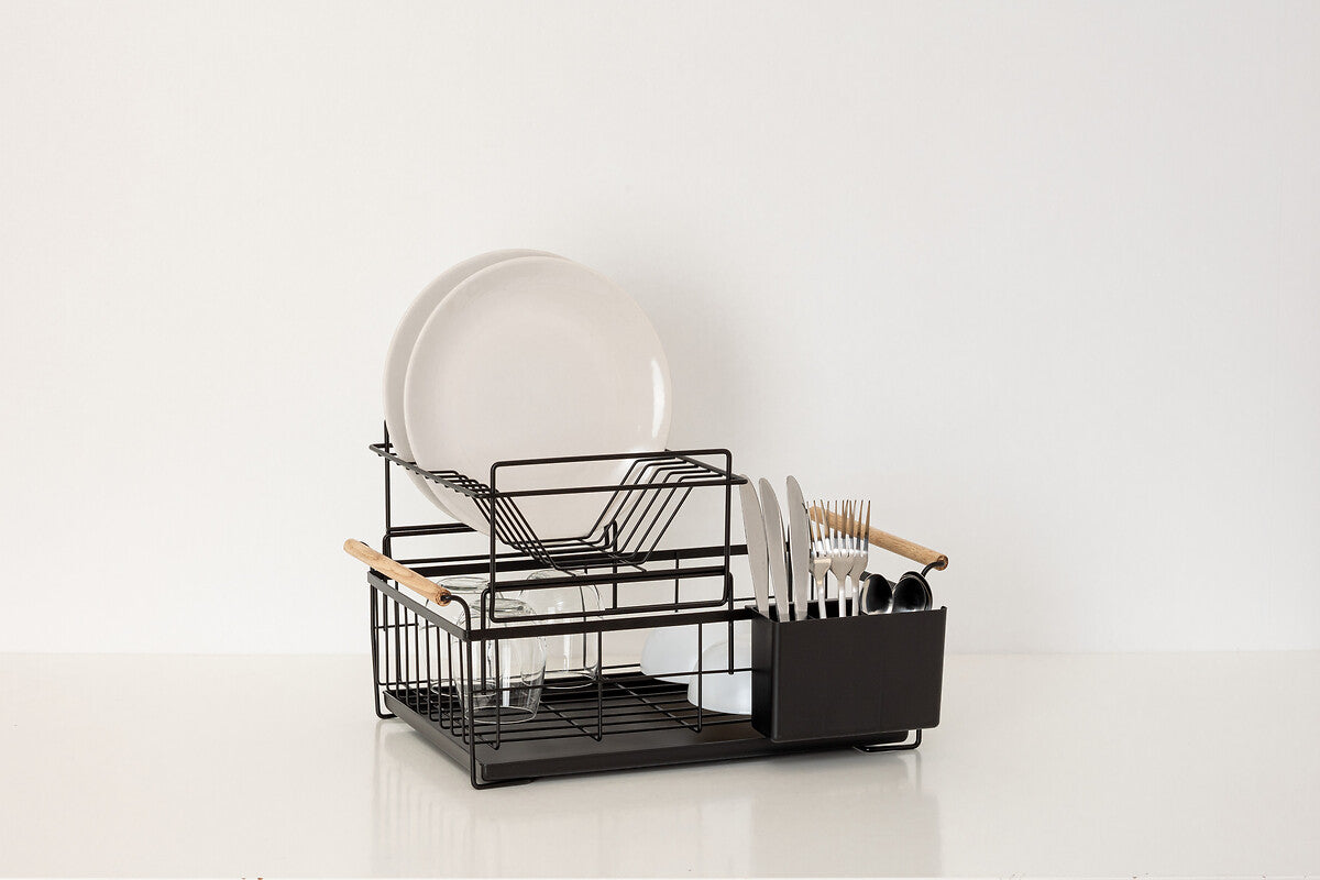 2-Tier Black Dish Drain Rack