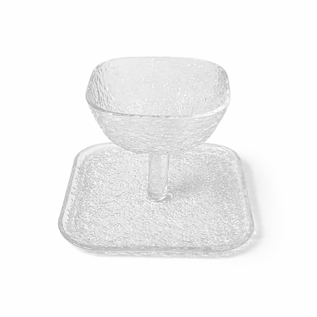 Glass Cup with Plate Serving Bowl 15x15x13 cm