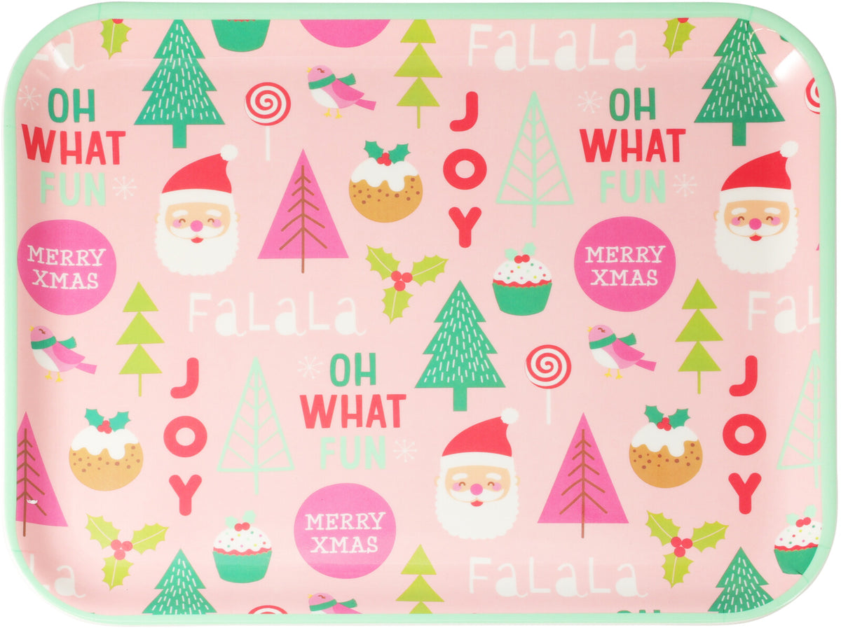 CHRISTMAS SERVING TRAY MELAMINE - 36.5x28.5x1.4 cm, Assorted Colors