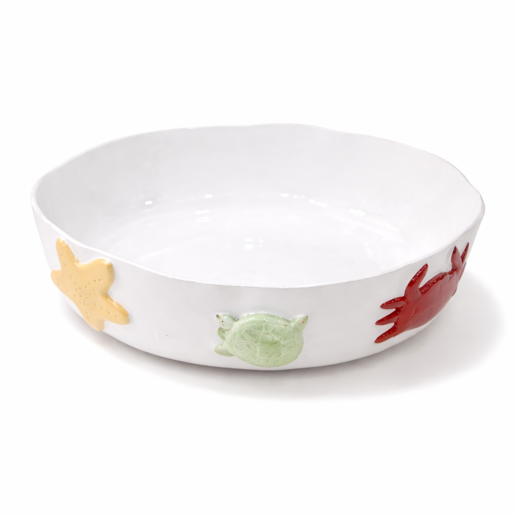 Handmade Coastal Ceramic Serving Bowl 43cm White