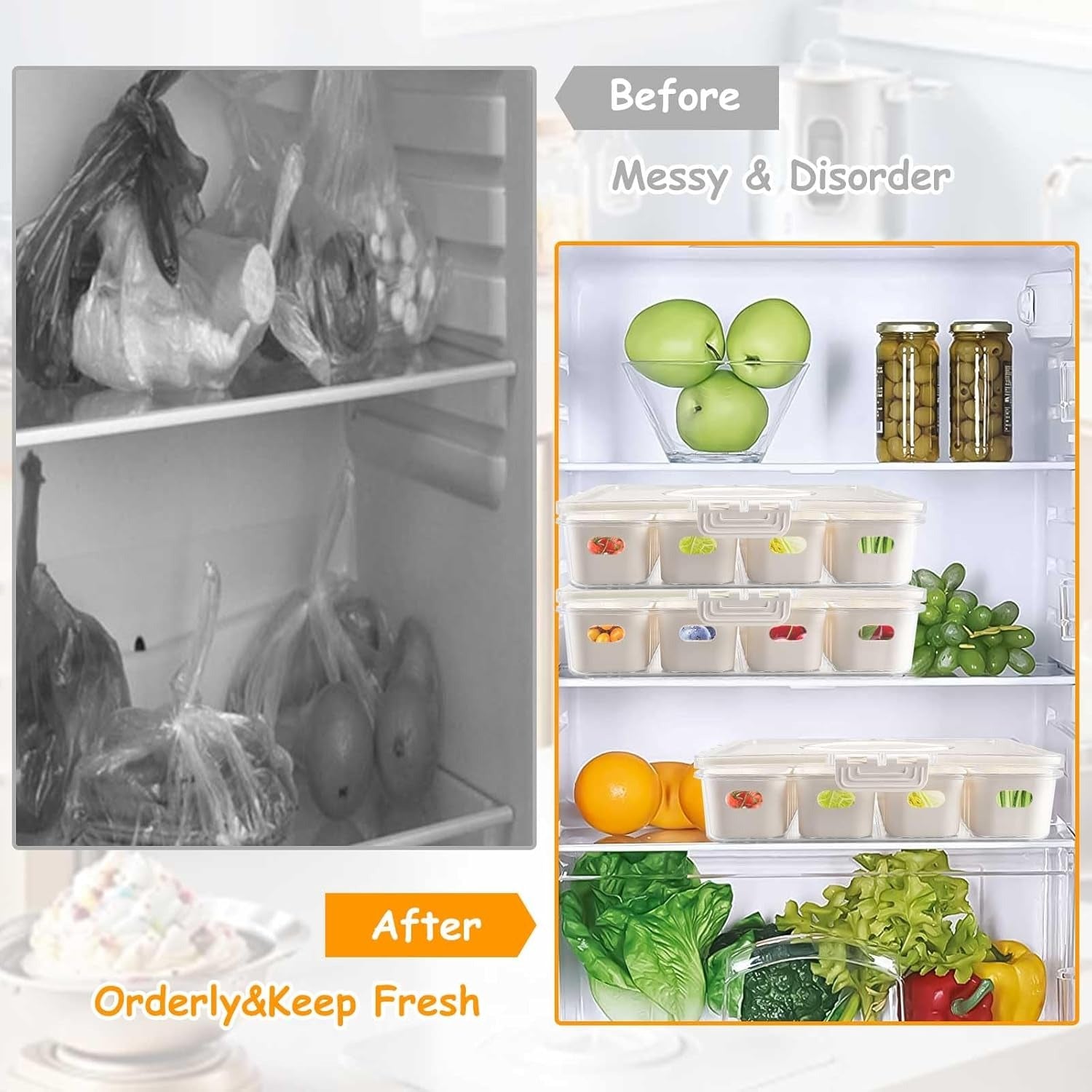 Food Storage Container with Lid, BPA Free, Stackable