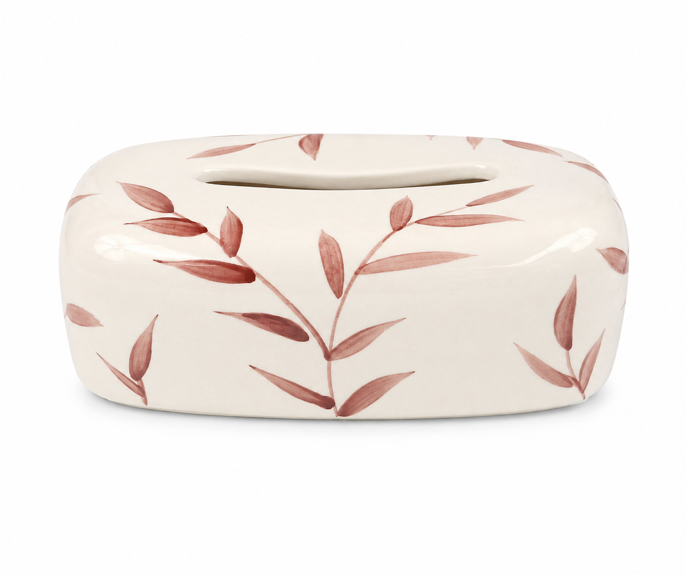 Porcelain Tissue Box with Leaf Design – 22×13×6.5 cm