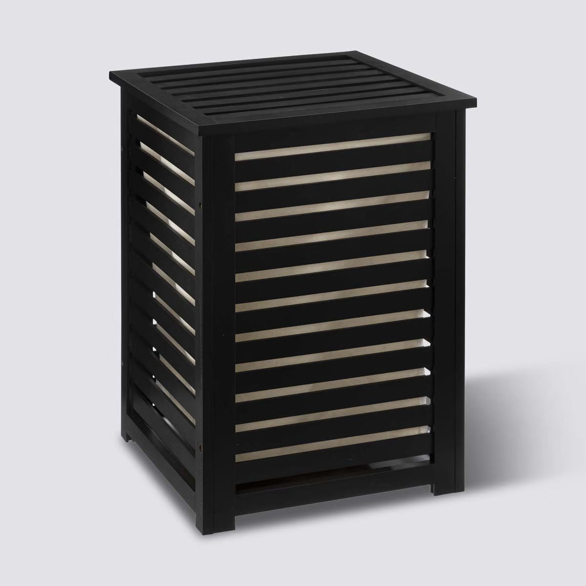 Black Wooden Laundry Basket - 65L Rectangle Storage