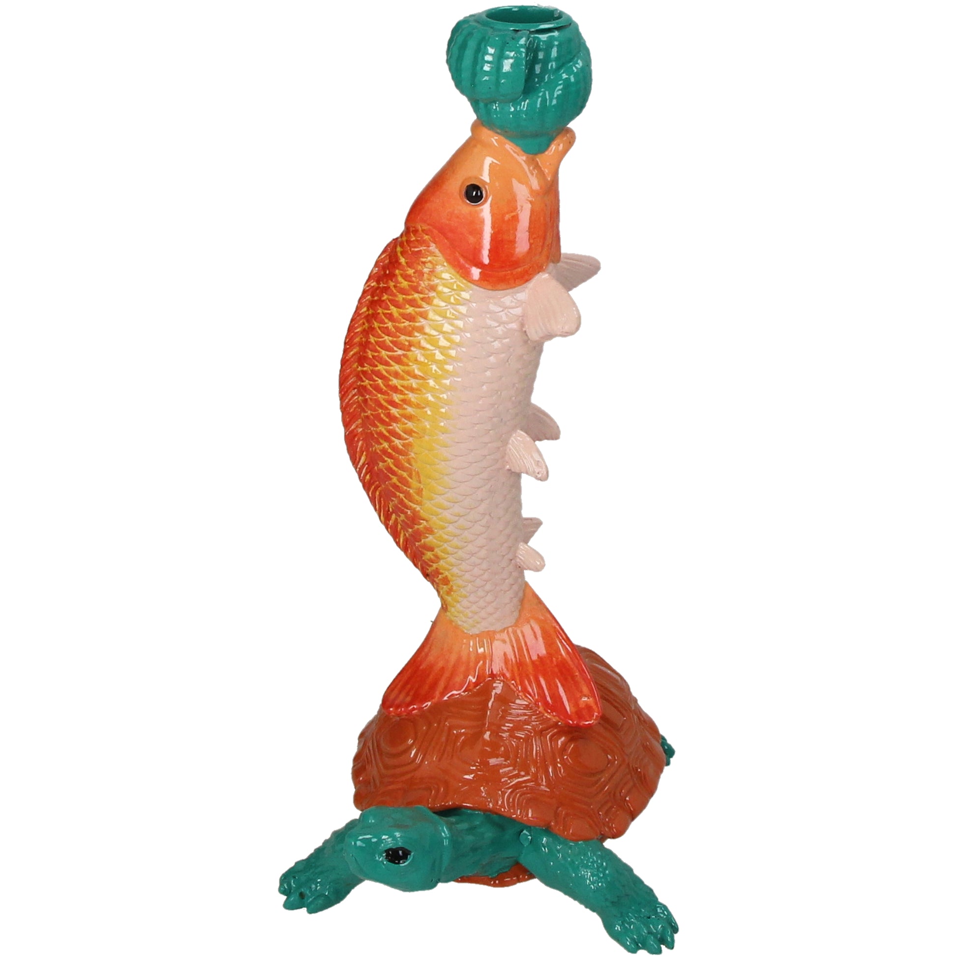 Candlestick Turtle Polyresin Candle Holder 29 cm Orange Green