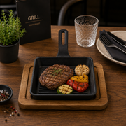 Cast Iron Squared Sizzling Platter – 14 x 14 cm