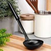 Soup Ladle 30cm Black Stainless Steel Serving Ladle with Hanging Loop
