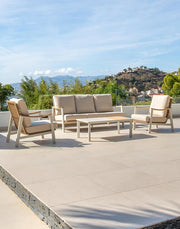 Reisling Aluminum Garden Lounge Set with Resin Wood Effect Armrests