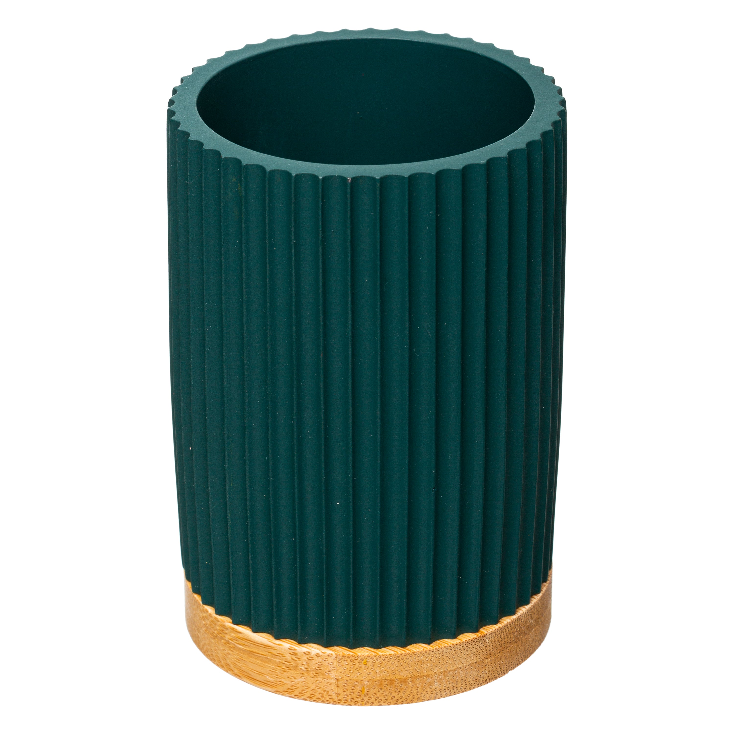 Toothbrush Holder Modern Polyresin with Bamboo Base