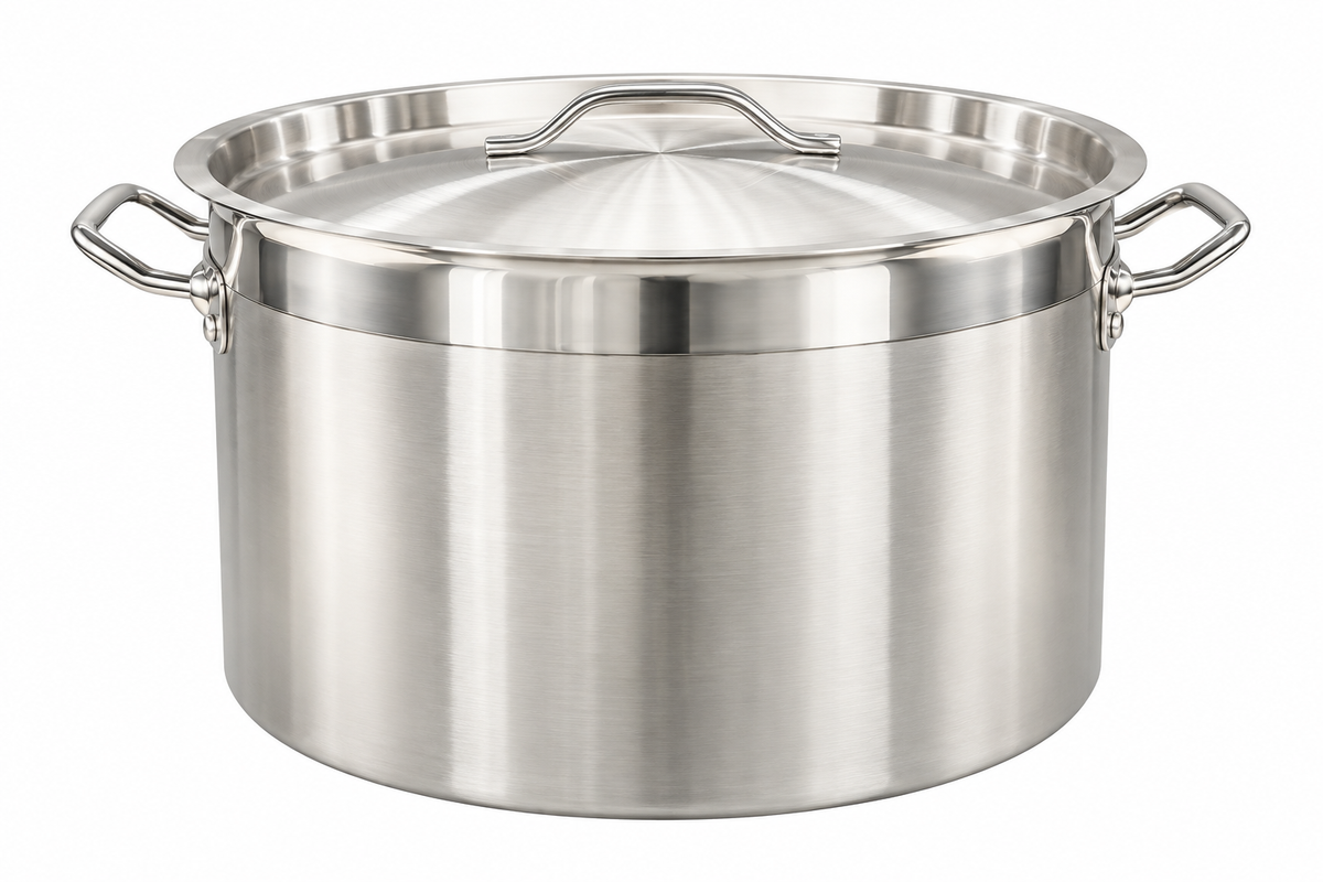 Stainless Steel Commercial Cooker with Lid – Ø45 × H28 cm