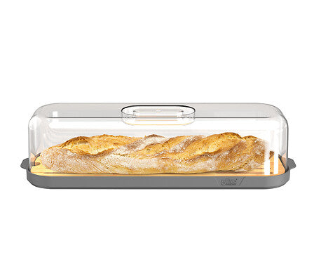 Fresh eat PS and Bamboo Baguette Box - Transparent Lid, Bamboo Tray