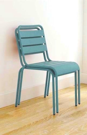 Steel Dining Chair Stackable Outdoor Indoor Seating, Blue Green Red
