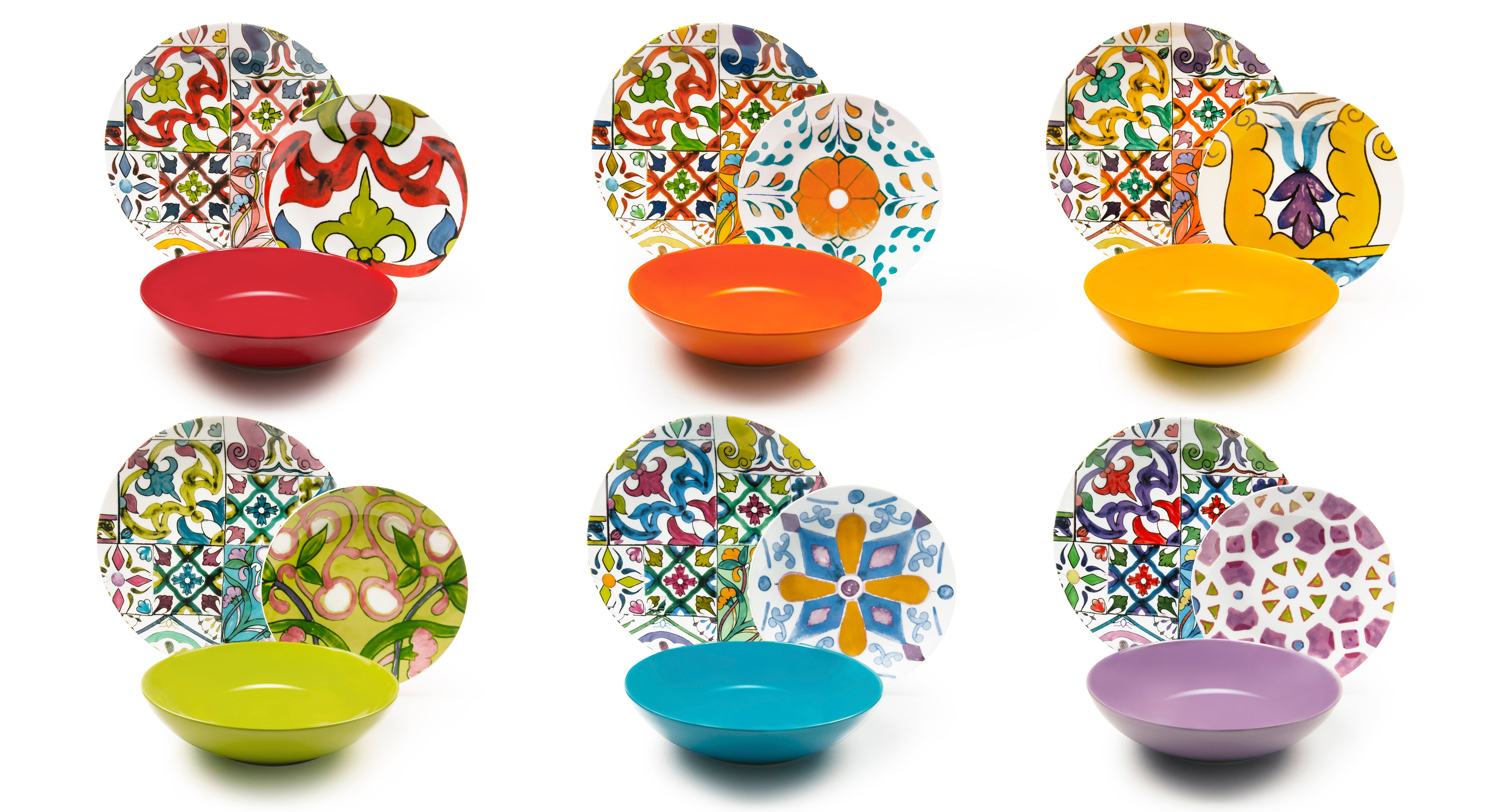 LISBONA 18 PCS Dinner Set with Porcelain and Ceramic Plates