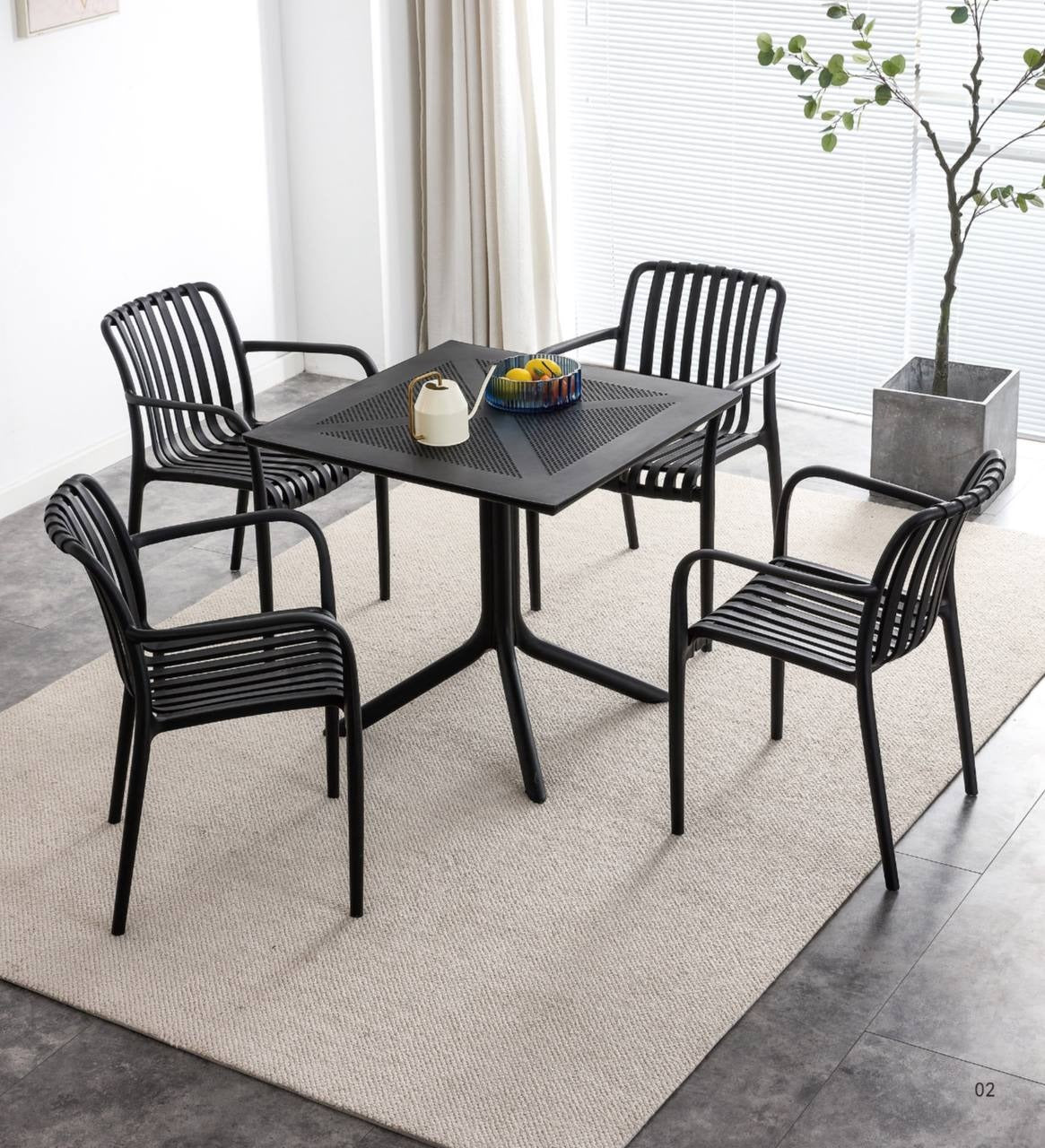 Square Table Modern Polypropylene Dining Table 80x80 cm Black or Green