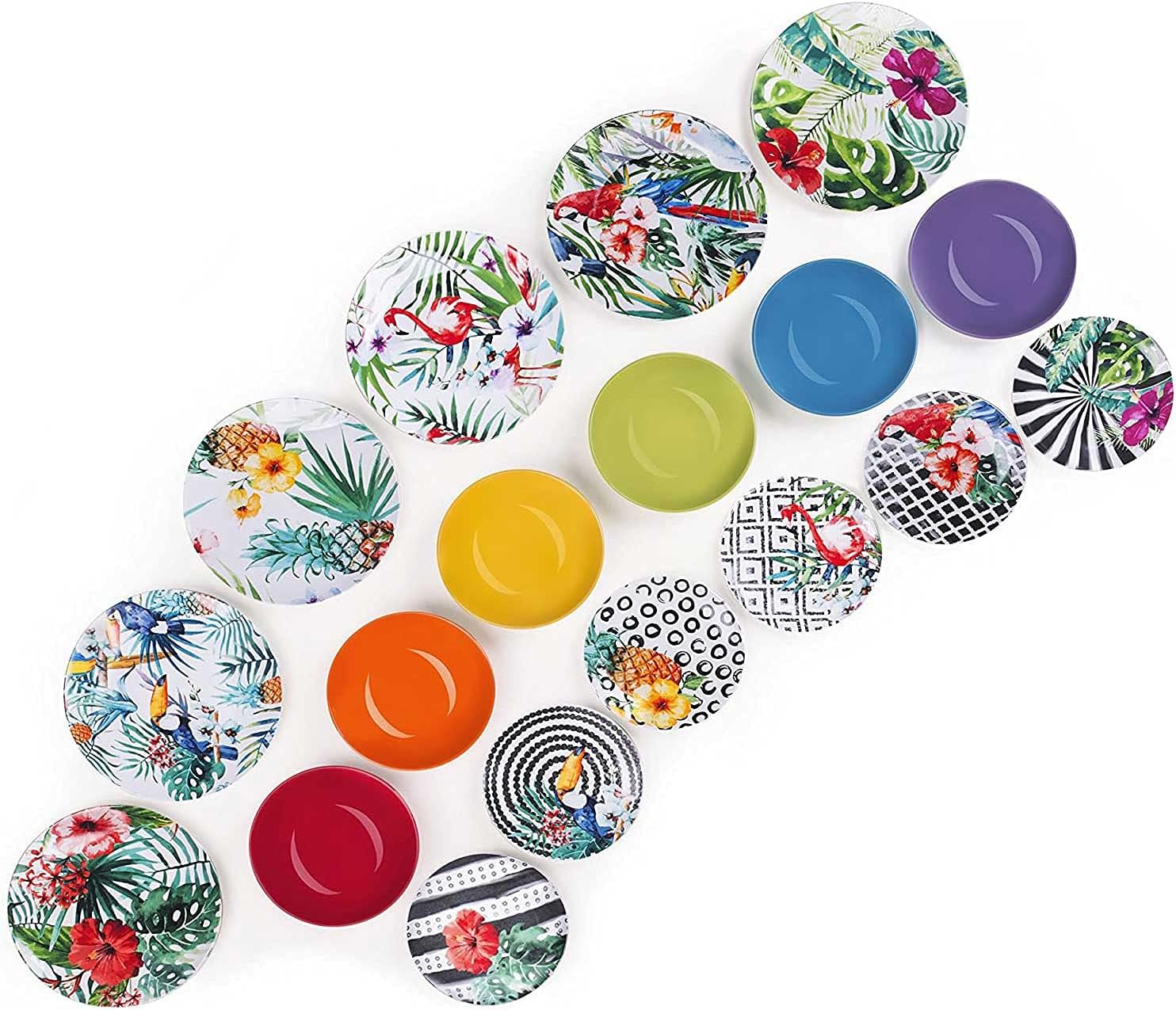 Tropical Chic Dinner Set 18 Pcs Vibrant Porcelain And Ceramic Tableware