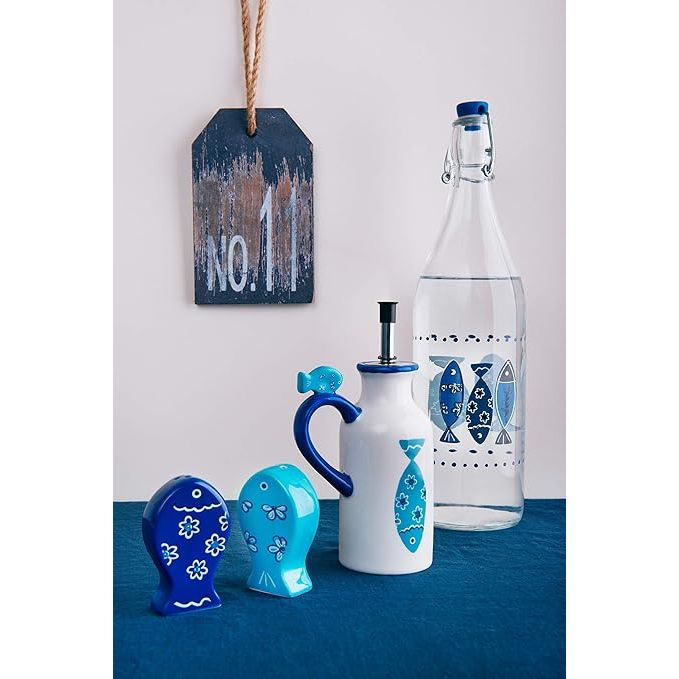 Ocean Cruet - Hand Painted Ceramic Oil and Vinegar Bottle