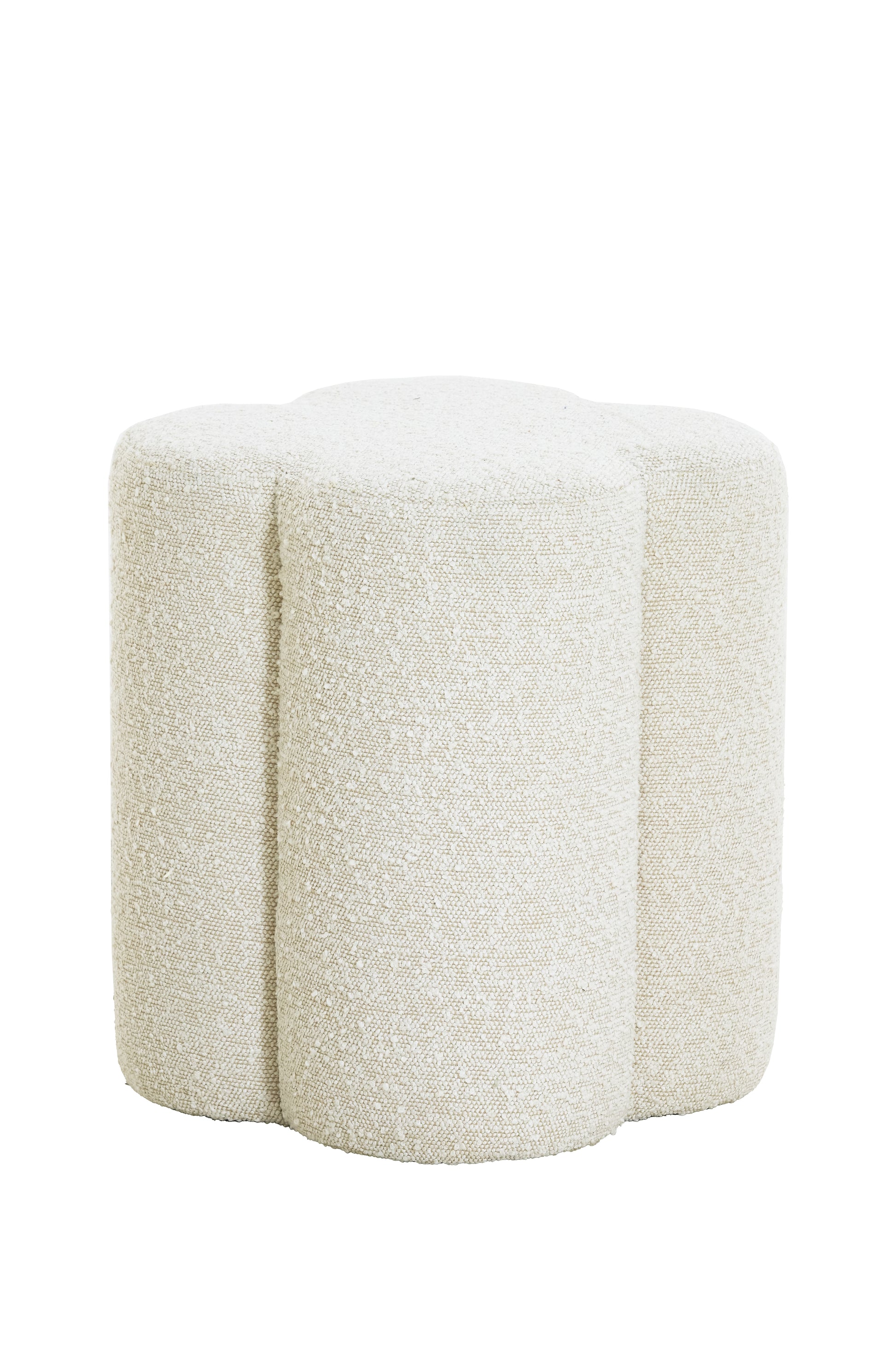 Nalani Pouf, Buckle Look, PU Foam, Rubberwood Legs, 40x45 cm