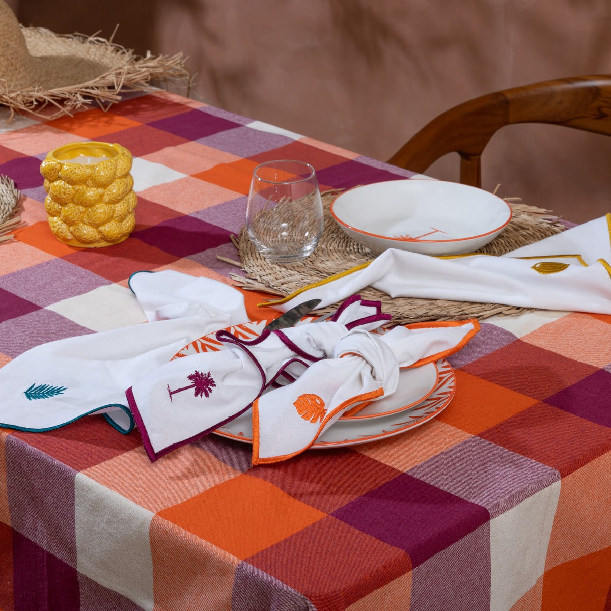 Towel "Yucatan" Embroidered Cotton Napkin 40 x 40 cm Tropical