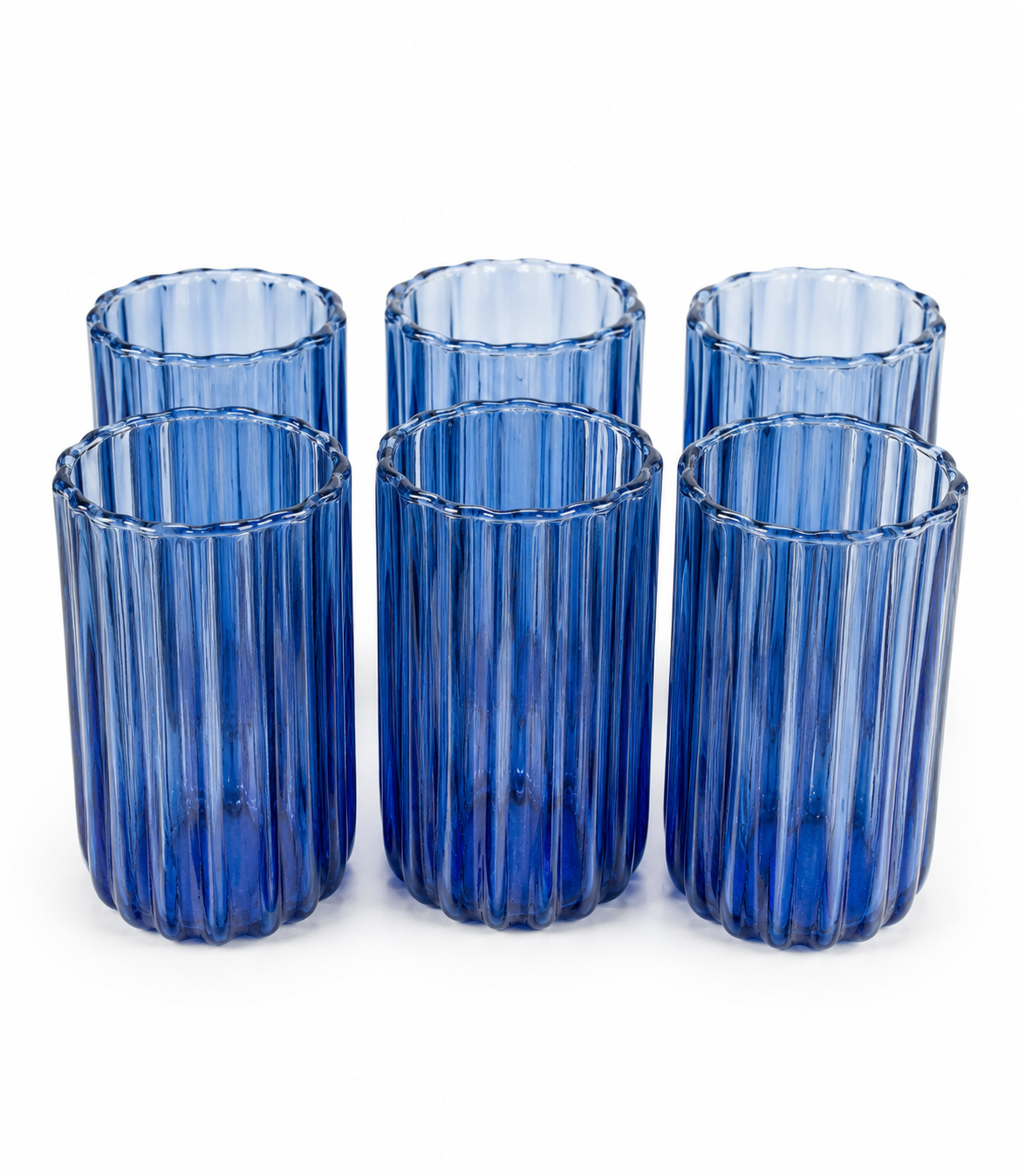 Set of 6 Handmade Glass Cups – 6.5 cm Diameter