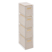 THIN COSTA Shelf with 4 Woven Drawers, Metal Frame, White