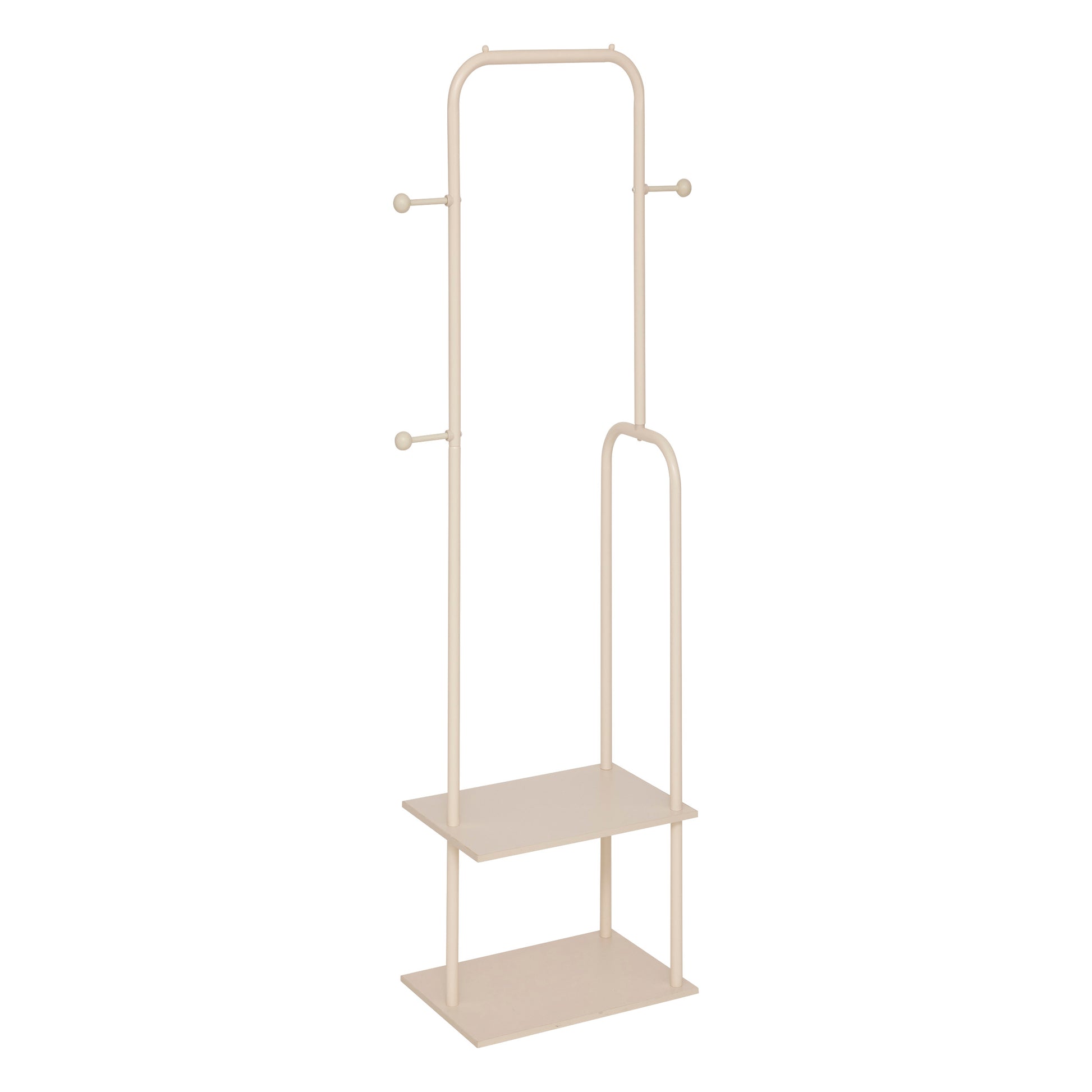 Simple clothing rack Liny – MDF & Steel, 2 Shelves, 3 Hooks, 164 cm