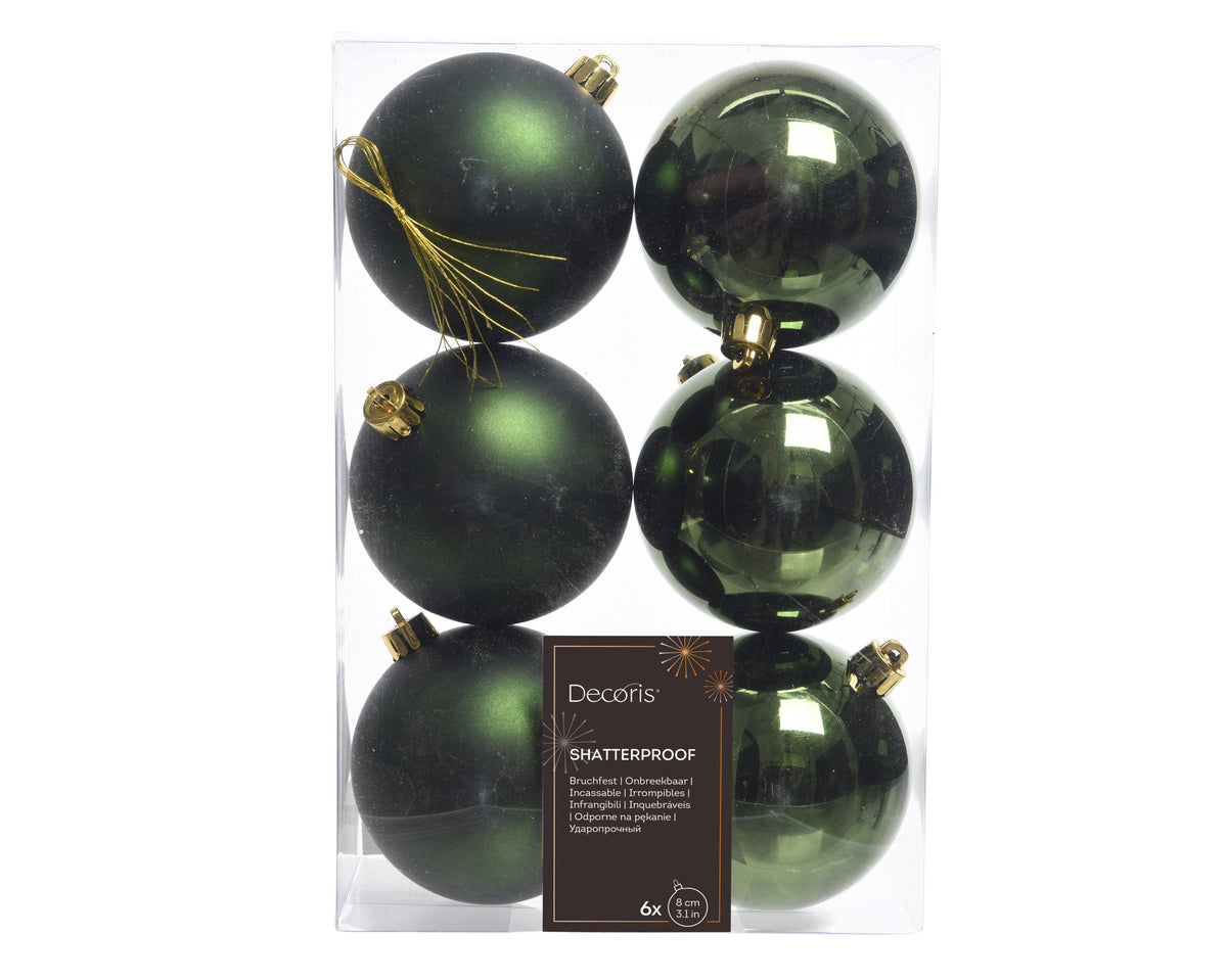 Baubles polystyrene mix 6 pcs - 8 cm Shatterproof Christmas Balls