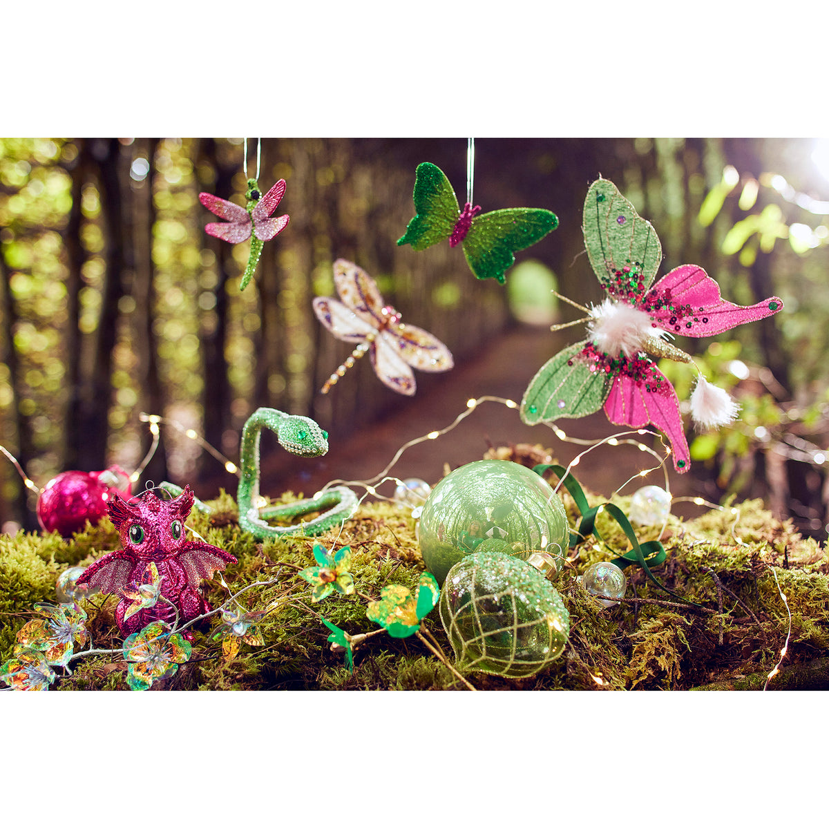Insect PP Glitter Hanging Ornament – Butterfly & Dragonfly 12cm
