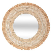 Braided Mirror Celia - Raffia Frame, Fringed Edges, 68x2 cm
