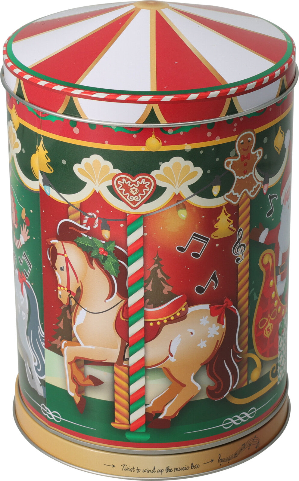 Cracker Storage Tin - Music Box Shape, Dia 13.2 x H 20.2 cm