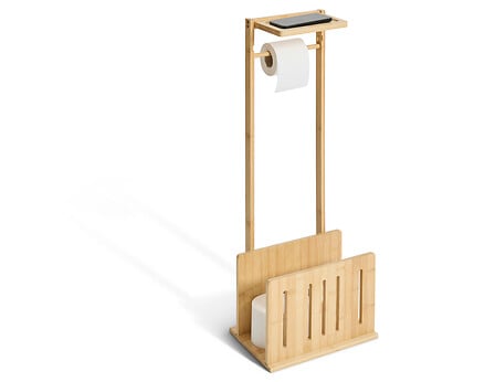 Toilet Paper Holder With Reserve Bamboo | Freestanding Bamboo Stand