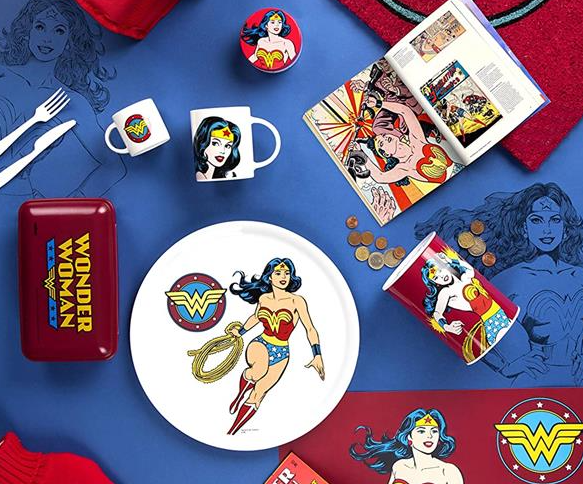 "Supereroi" Wonder Woman Lunch Box With Utensils, Polypropylene, Kids School Essentials