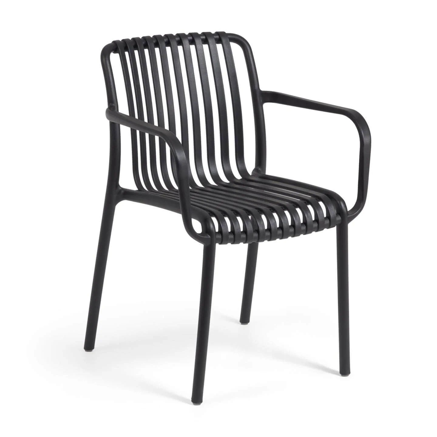 Black Dining Armchair, Ergonomic Recyclable Plastic, Indoor Outdoor