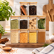 Small Borosilicate Glass Square Jar with Wooden Lid – 200 ml