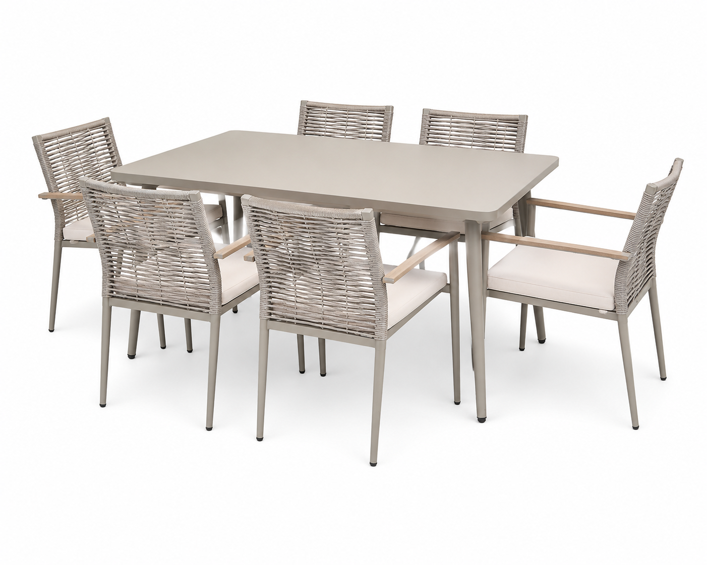 Modern Outdoor Dining Set – Table with 6 Chairs