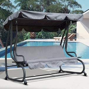 Steel Swing Structure Outdoor Swing Chair with Adjustable Canopy