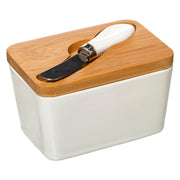 Ceramic Butter Dish with Knife, White