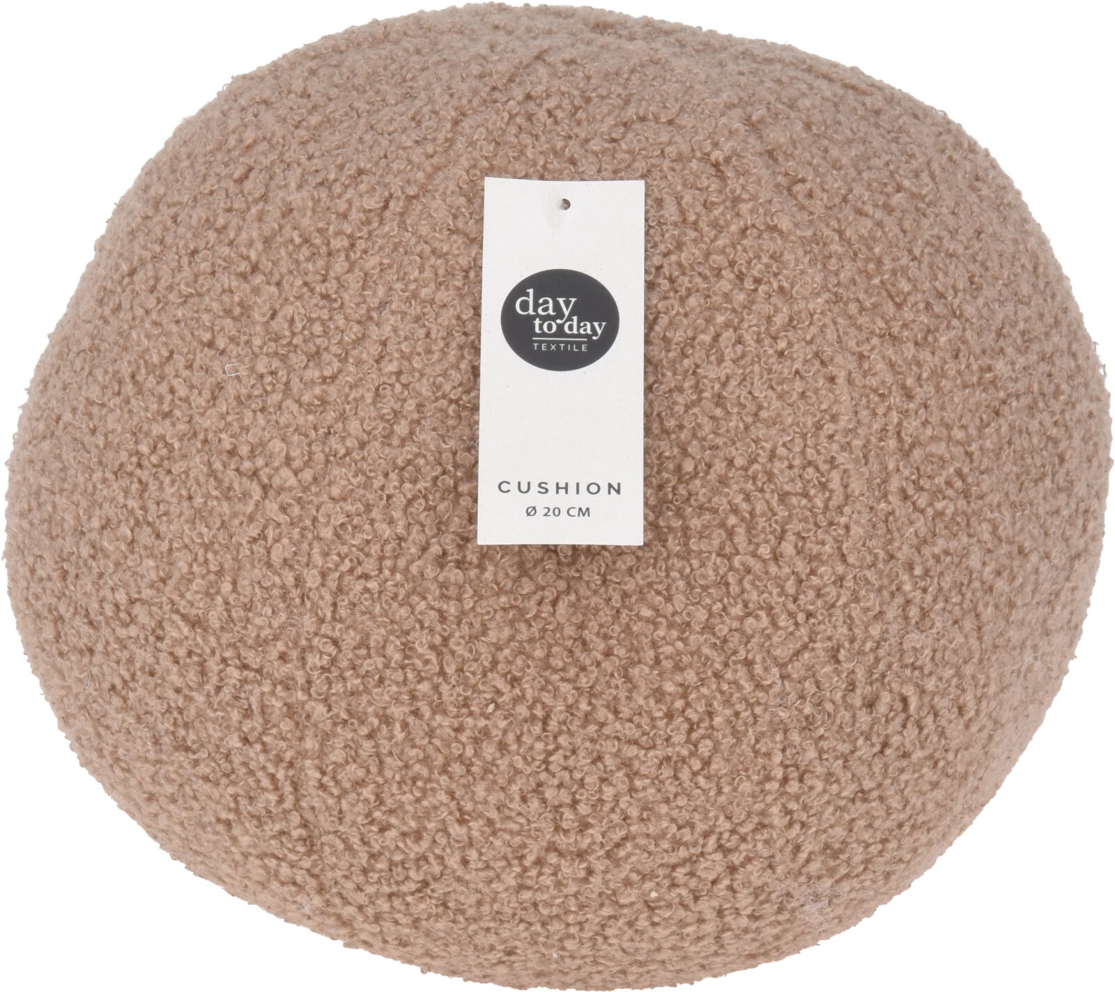 Cushion Round Knitted 100% Polyester Ø20 cm - Off-White, Taupe