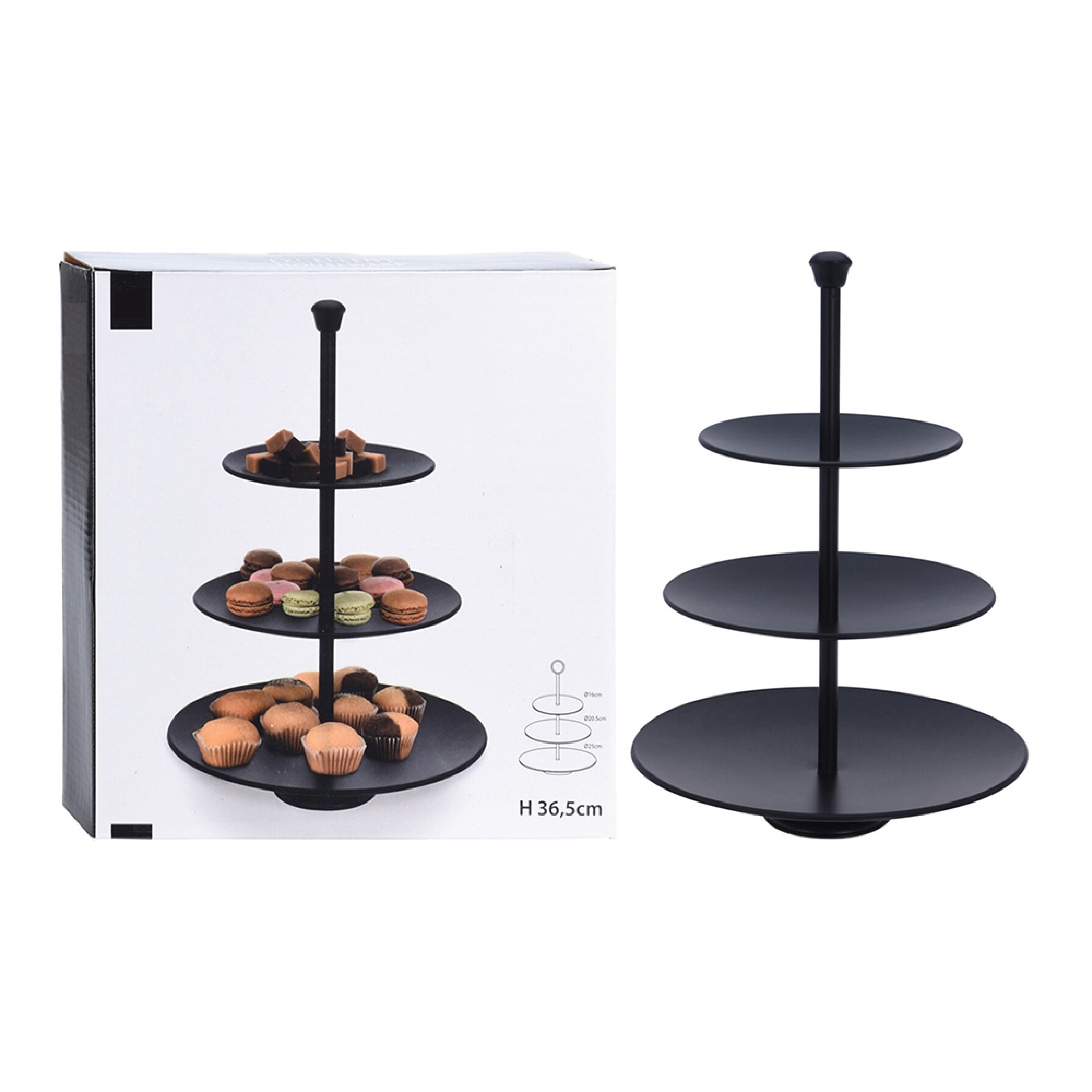 Food Stand 3 Layers - Stainless Steel, Black