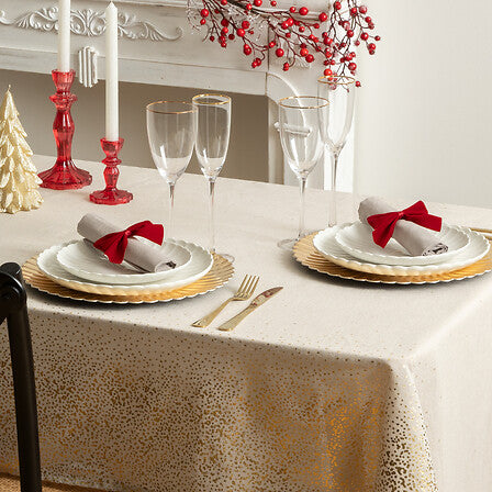 Leopard print tablecloth 140 x 240 cm, beige - gold foil spots